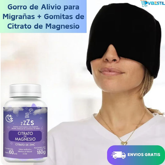 Gorro de Alivio para Migrañas + Gomitas de Citrato de Magnesio