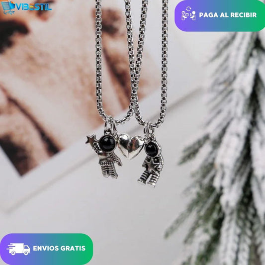 Collar Pareja Astronauta con Imanes❤️ + Caja de 🎁