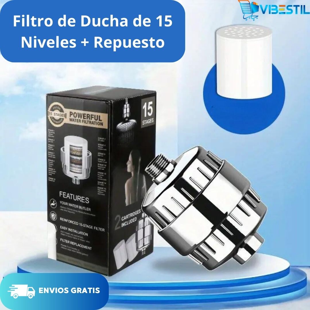 Filtro de ducha de 15 niveles + repuesto 💧