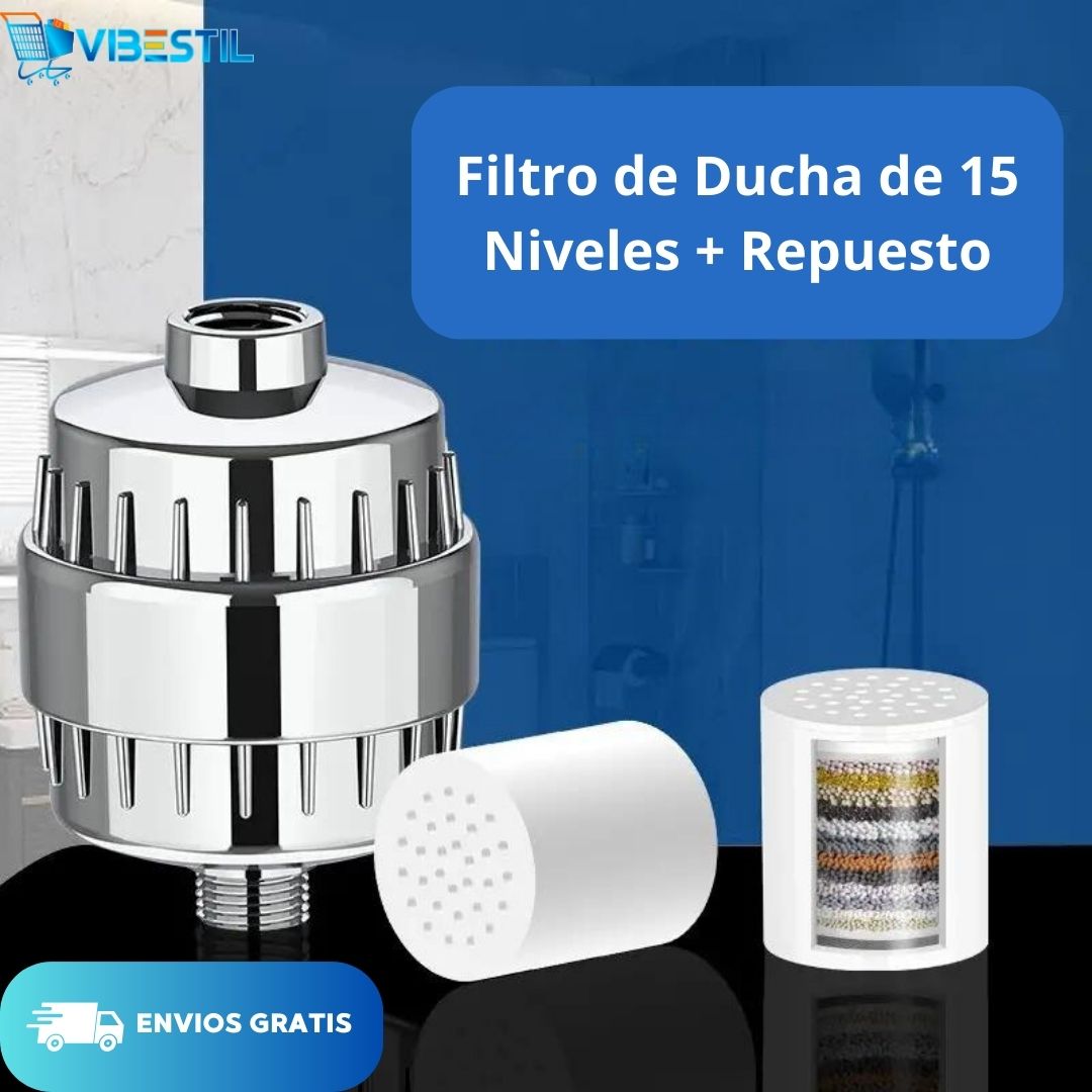 Filtro de ducha de 15 niveles + repuesto 💧