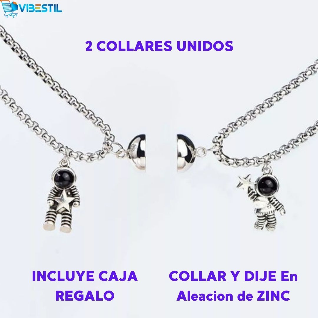 Collar Pareja Astronauta con Imanes❤️ + Caja de 🎁